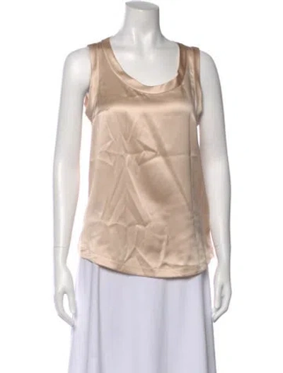Pre-owned Brunello Cucinelli Silk Scoop Neck Top In Pink