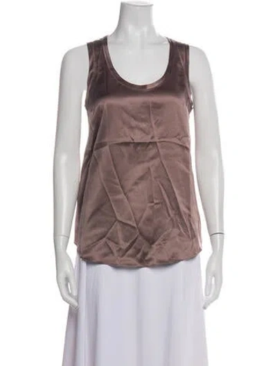 Pre-owned Brunello Cucinelli Silk Scoop Neck Top In Purple