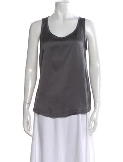 Pre-owned Brunello Cucinelli Silk Scoop Neck Top In Purple