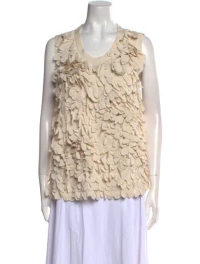 Pre-owned Brunello Cucinelli Silk Scoop Neck Top W/ Tags In Neutral