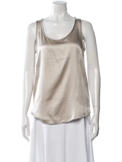 Pre-owned Brunello Cucinelli Silk Scoop Neck Top W/ Tags In Neutral