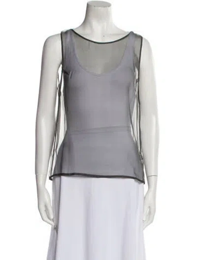 Pre-owned Brunello Cucinelli Silk Scoop Neck Top In White