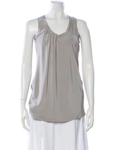 Pre-owned Brunello Cucinelli Silk Scoop Neck Top In White