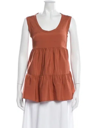 Pre-owned Brunello Cucinelli Silk Scoop Neck Tunic In Orange