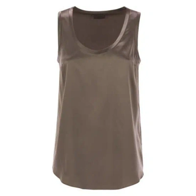 Brunello Cucinelli Silk Scoop-neck Tank Top In Brown