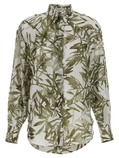 Brunello Cucinelli Silk Shirt In Green
