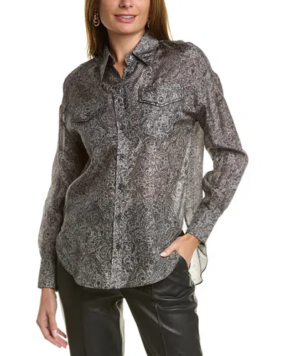 Brunello Cucinelli Silk Shirt In Gray