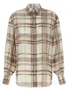 Brunello Cucinelli Check-pattern Silk Blouse In Multi