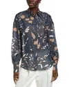 Brunello Cucinelli Abstract-print Silk Shirt In Blue