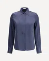 Brunello Cucinelli Long-sleeve Silk Shirt In Blue