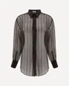 Brunello Cucinelli Sheer Silk Shirt Sequin Embellishments In Brown