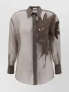 Brunello Cucinelli Silk Semi-sheer Long Sleeves Shirt In Brown