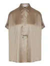 Brunello Cucinelli Jewel Embellished Silk Top In Green