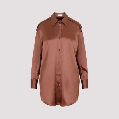 Brunello Cucinelli Silk Shirt Xs In Brown