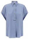 Brunello Cucinelli Silk Shirt With Collared Neck And Rolled Cuffs