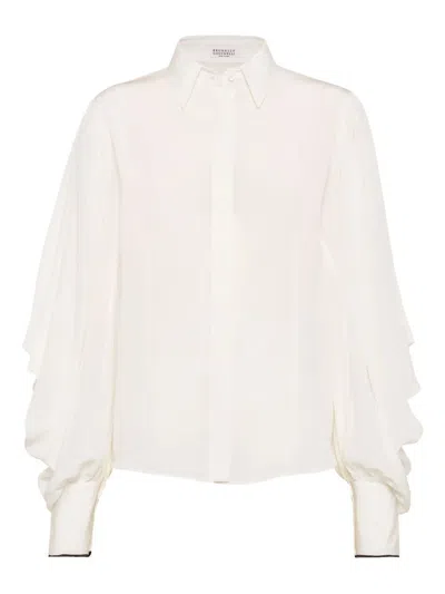 Brunello Cucinelli Silk Shirt In White