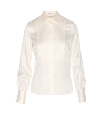 Brunello Cucinelli Silk Shirt In White
