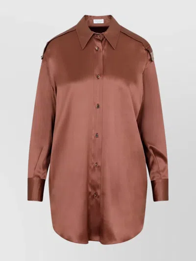 Brunello Cucinelli Monili Chain Detail Shirt In Brown