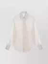 Brunello Cucinelli Beige Crispy Silk Shirt With Monile Detail Women In Multi