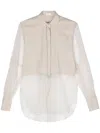Brunello Cucinelli Silk Shirt With Shiny Details In Neutral