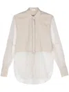 Brunello Cucinelli Silk Shirt With Shiny Details In Neutral