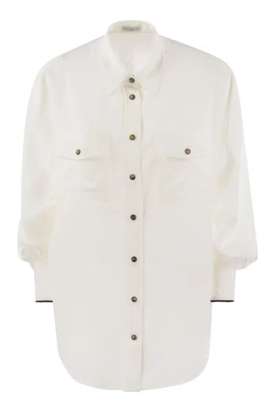 BRUNELLO CUCINELLI BRUNELLO CUCINELLI SILK SHIRT WITH SNAPS AND POCKETS