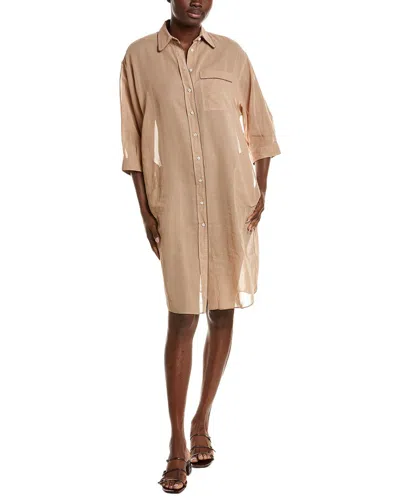 Brunello Cucinelli Silk Shirtdress In Neutral