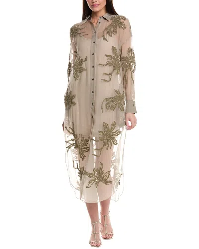 Brunello Cucinelli Silk Shirtdress In Multi
