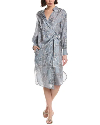 Brunello Cucinelli Silk Shirtdress In Silver
