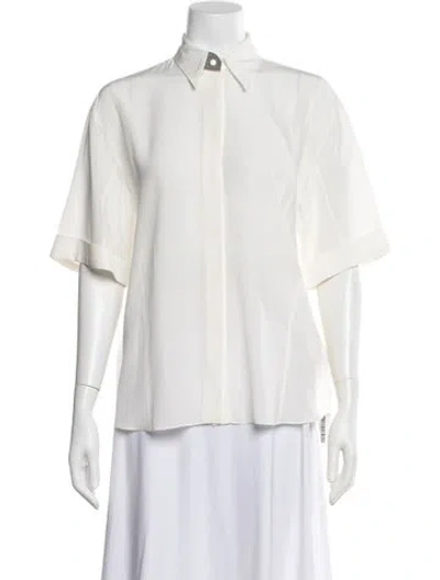Pre-owned Brunello Cucinelli Silk Short Sleeve Blouse W/ Tags In Neutral