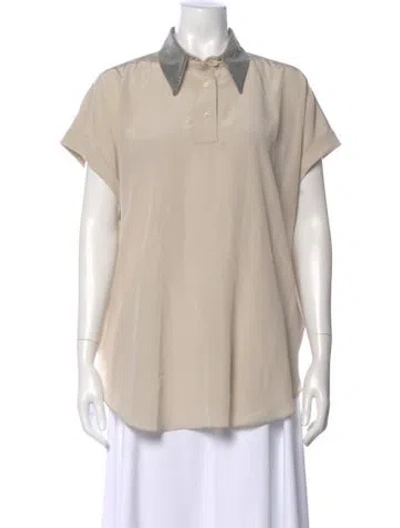 Pre-owned Brunello Cucinelli Silk Short Sleeve Polo In Neutral