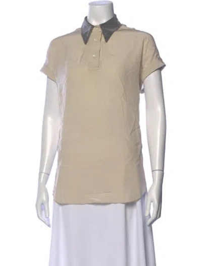 Pre-owned Brunello Cucinelli Silk Short Sleeve Polo In Neutral