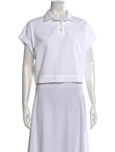 Pre-owned Brunello Cucinelli Silk Short Sleeve Polo In White