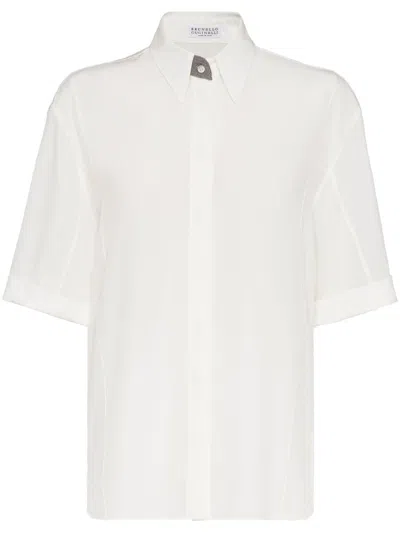 Brunello Cucinelli Precious Buttonhole Shirt In Tan