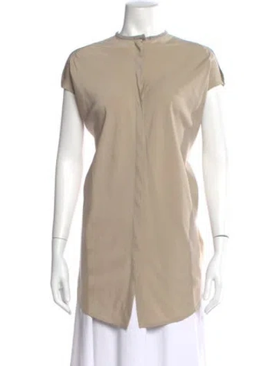 Pre-owned Brunello Cucinelli Silk Short Sleeve Top In Neutral