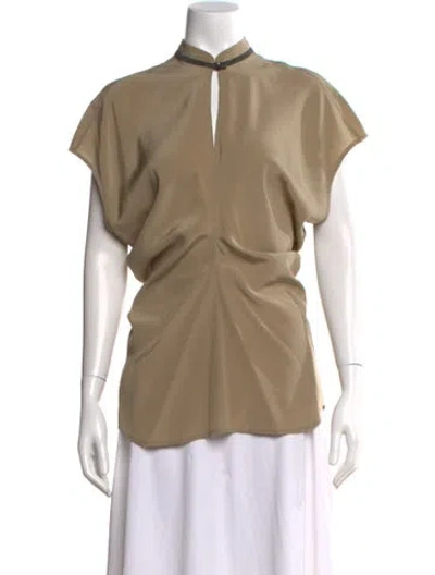 Pre-owned Brunello Cucinelli Silk Short Sleeve Top W/ Tags In Neutral