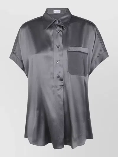 Brunello Cucinelli Silk Short-sleeve Blouse