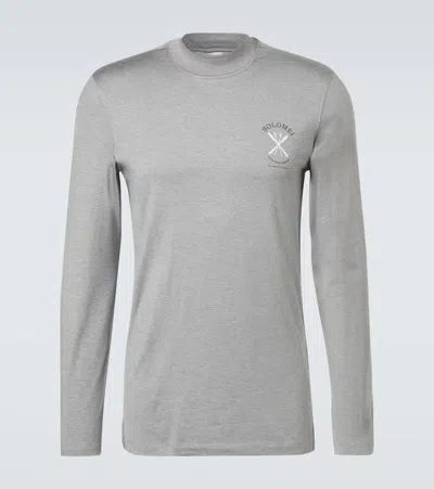 Brunello Cucinelli Silk Ski T-shirt In Gray