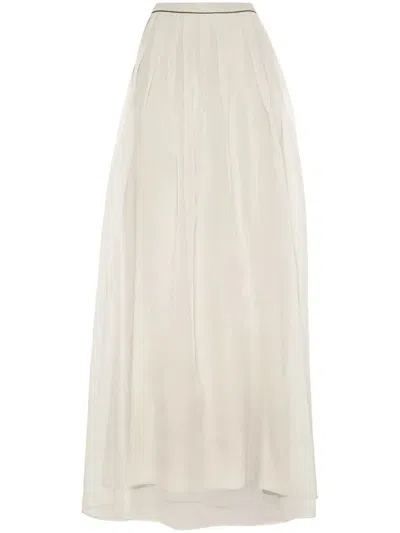 Brunello Cucinelli Silk Skirt In Neutrals