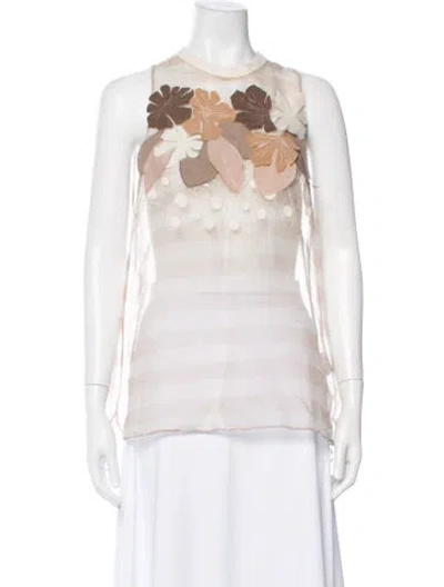 Pre-owned Brunello Cucinelli Silk Sleeveless Blouse In White