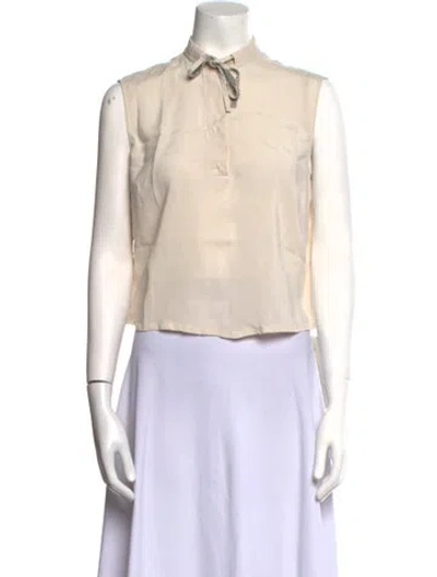 Pre-owned Brunello Cucinelli Silk Sleeveless Crop Top In Neutral