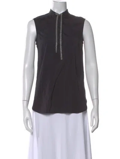 Pre-owned Brunello Cucinelli Silk Sleeveless Top In Blue