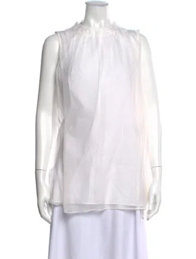 Pre-owned Brunello Cucinelli Silk Sleeveless Top In White