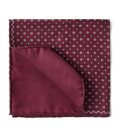 Brunello Cucinelli Silk Spotted Pocket Square In Red