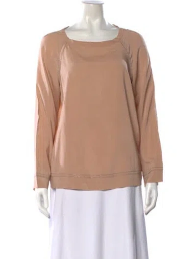 Pre-owned Brunello Cucinelli Silk Square Neckline Top In Pink