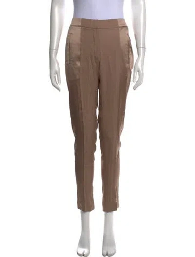 Pre-owned Brunello Cucinelli Silk Straight Leg Pants In Brown/neutrals