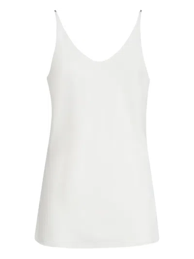 Brunello Cucinelli Silk Strap Top In White