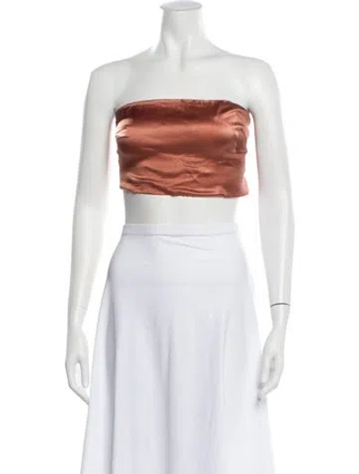 Pre-owned Brunello Cucinelli Silk Strapless Crop Top In White