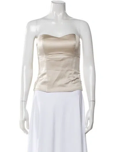 Pre-owned Brunello Cucinelli Silk Strapless Top In Neutral