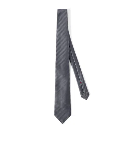 Brunello Cucinelli Silk Stripe Jacquard Tie In Pink